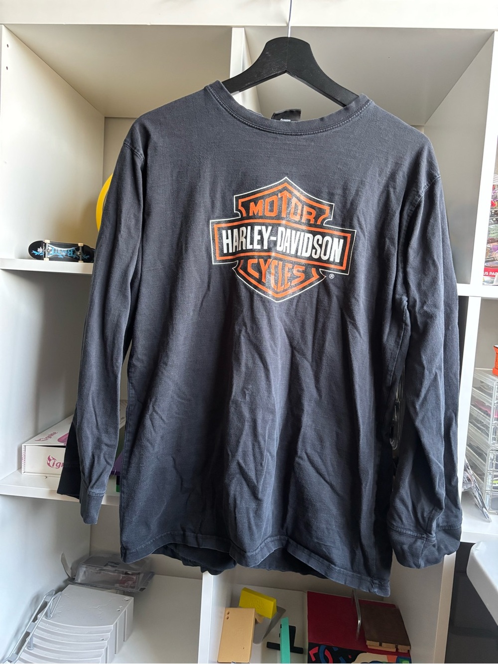 Harley-Davidson Black Long Sleeve Shirt with Orange & White Shield Logo